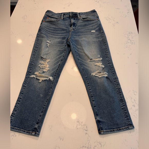 AE American Eagle distressed airflex denim cropped jeans NWT - Picture 4 of 9